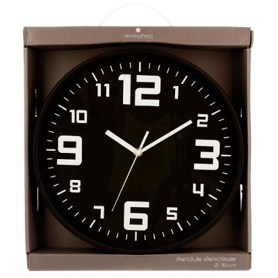 Reloj Decorativo Redondo De Pared (Negro) De Plástico y Metal