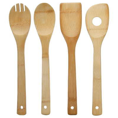 Set de 4 Utensilios Madera De Bambú