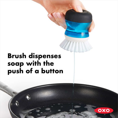 Cepillo Para Platos Con Dispensador De Detergente (Transparente) De Plástico