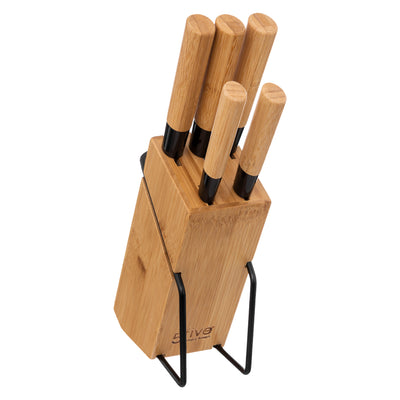 Set de 5 Cuchillos Con Organizador De Madera