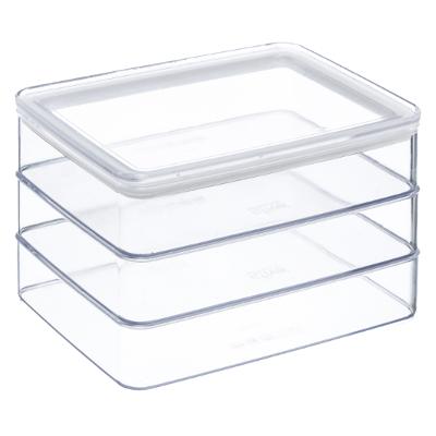 Set De 3 Cajas Organizadoras Rectangulares Con Tapa (Transparente) De Plástico