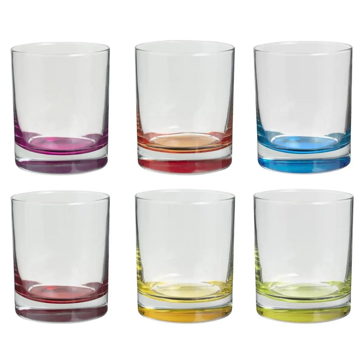 Set de 6 Vasos (Colores) 300 Mltrs De Vidrio