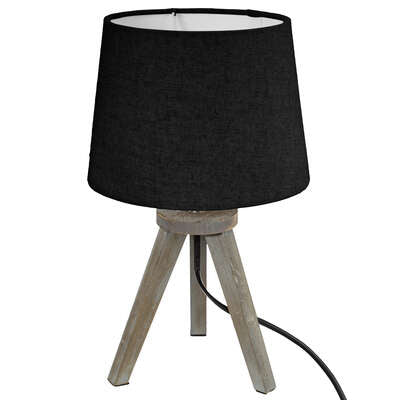 Lámpara De Mesa (Negro) Patas De Madera