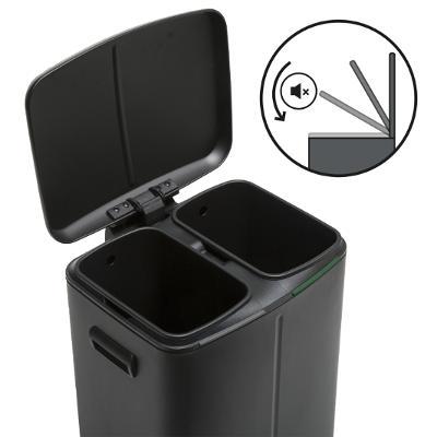 Papelera Con Dos Compartimentos 20 + 20Ltrs (Negro) De Metal