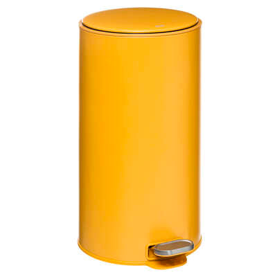 Papelera Redonda Con Pedal 30 Ltrs (Amarillo) De Metal