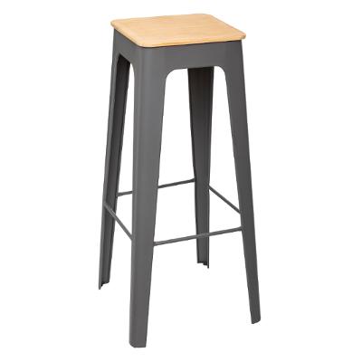 Silla Para Bar Alta (Gris) De Fierro y Madera (1 unidad en stock)