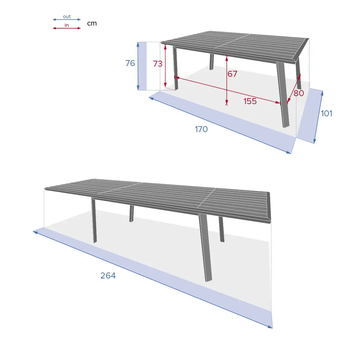 Mesa Extensible Estructura De Aluminio para Terraza