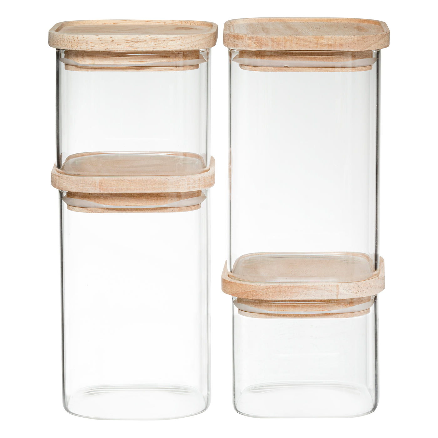 Frascos de vidrio herméticos cuadrados, contenedor con tapa de
