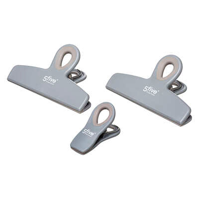 Set de 3 Clips (Gris) Para Bolsas De Plástico