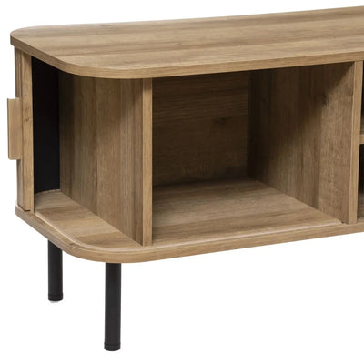 Mueble De Tv Patas De Metal Y Puertas Corredizas De Madera