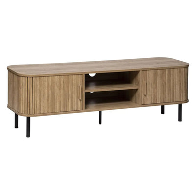 Mueble De Tv Patas De Metal Y Puertas Corredizas De Madera