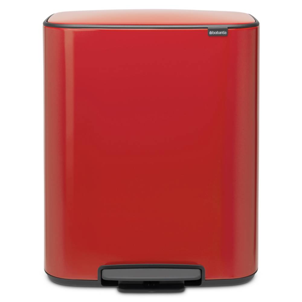 Papelera Rectangular Con Pedal 60 Ltrs (Rojo) De Acero