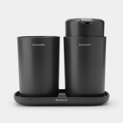Set De Accesorios De Baño (Negro): Jabonera/Dispensador/Vaso De Plástico