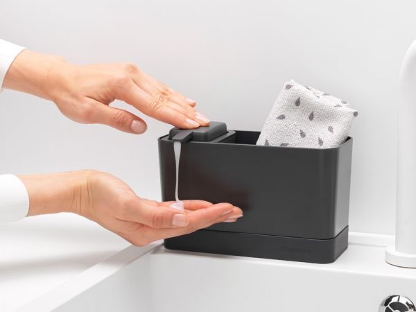 Set Organizador Y Dispensador (Gris) Para Fregadero De Plástico