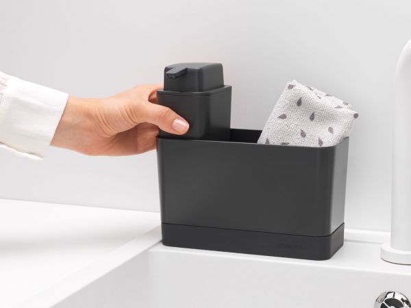 Set Organizador Y Dispensador (Gris) Para Fregadero De Plástico