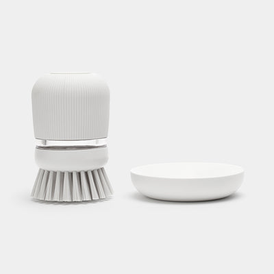 Cepillo Para Platos (Blanco) Con Dispensador De Detergente Líquido De Plástico