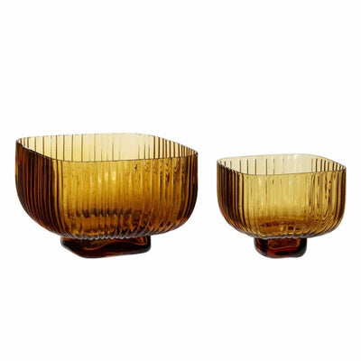 Set de 2 Bowls Decorativos (Ambar) De Vidrio