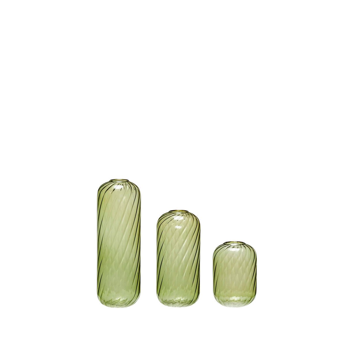 Set de 3 Floreros Oval Tamaños Varios (Verde) De Vidrio