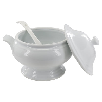 Bowl Para Sopa Con Tapa Y Cuchara (3.3 Ltrs) De Porcelana