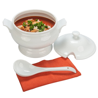 Bowl Para Sopa Con Tapa Y Cuchara (3.3 Ltrs) De Porcelana