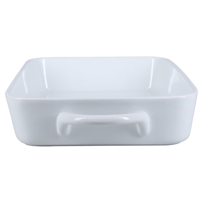 Bandeja Rectangular Con Asa (Blanco) De Porcelana