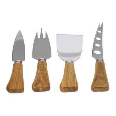 Set de 4 Cuchillos Para Quesos Mango De Madera De Acero