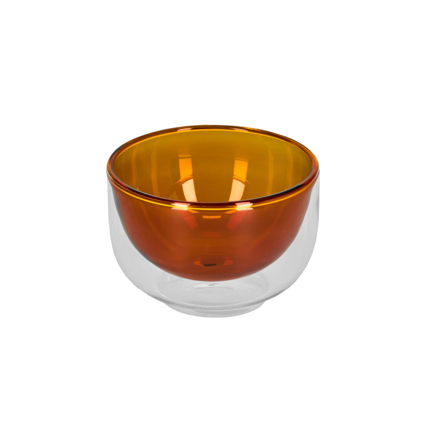 Bowl Redondo Con Doble Pared (Naranja) De Vidrio