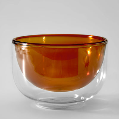 Bowl Redondo Con Doble Pared (Naranja) De Vidrio