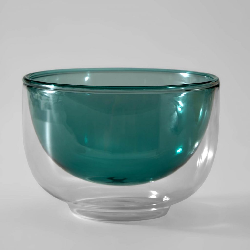 Bowl Redondo Con Doble Pared (Verde) De Vidrio