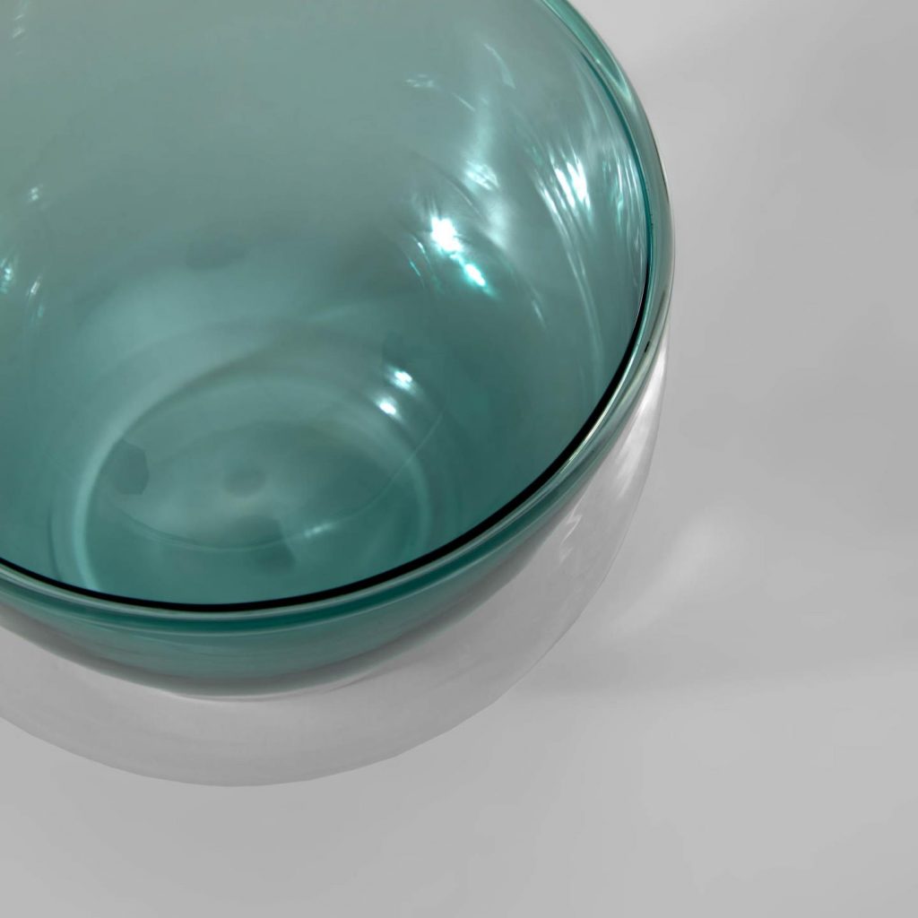 Bowl Redondo Con Doble Pared (Verde) De Vidrio
