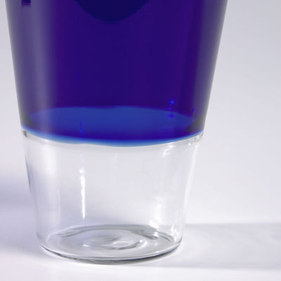 Vaso Transparente Y Azul De Vidrio