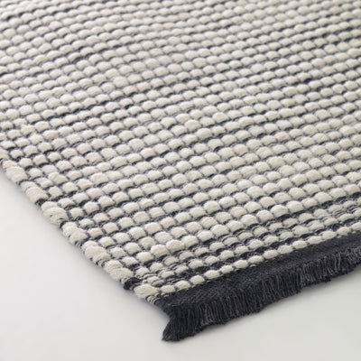 Alfombra rectangular (blanco y negro) de lana