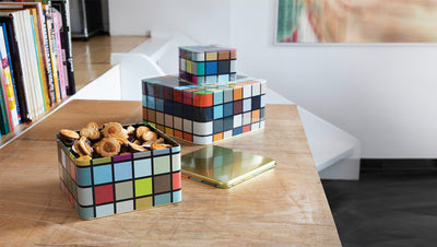 Set de 3 Cajas Decorativas Diseños Cubos De Metal