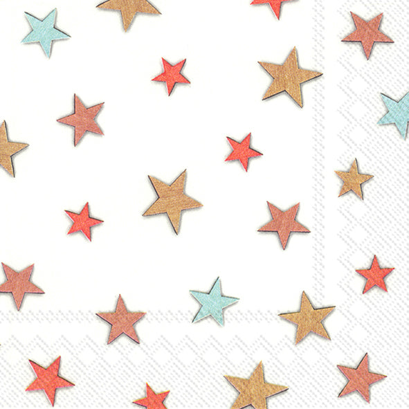 Set De 20 Servilletas De Cocktail (Estrellas Colores) De Papel