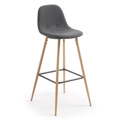 Silla Para Bar (Gris Oscuro) Con Estructura De Acero Y Madera