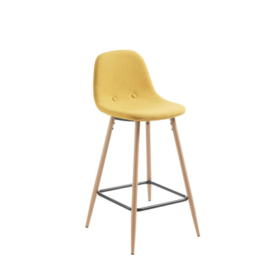 Silla Para Bar (Mostaza) Con Patas Altas De Madera y Metal