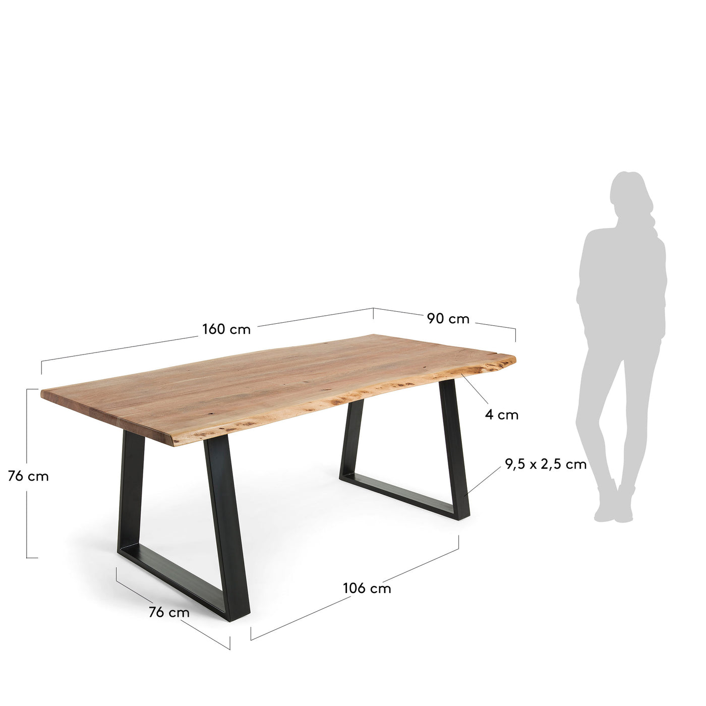 Mesa de comedor rectangular con patas metálicas y sillas de pvc patas madera  Merkamueble