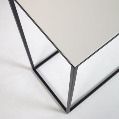 Consola Tablero De Vidrio Porcelánico (Blanco) Estructura De Metal