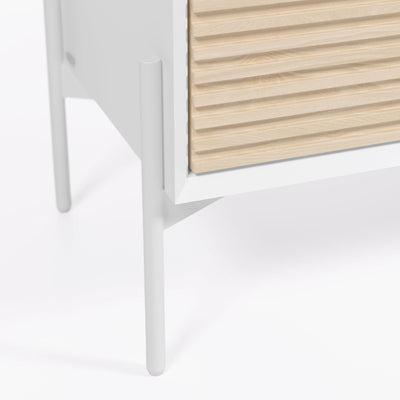 Mueble de tv (blanco) con puerta (natural) de madera