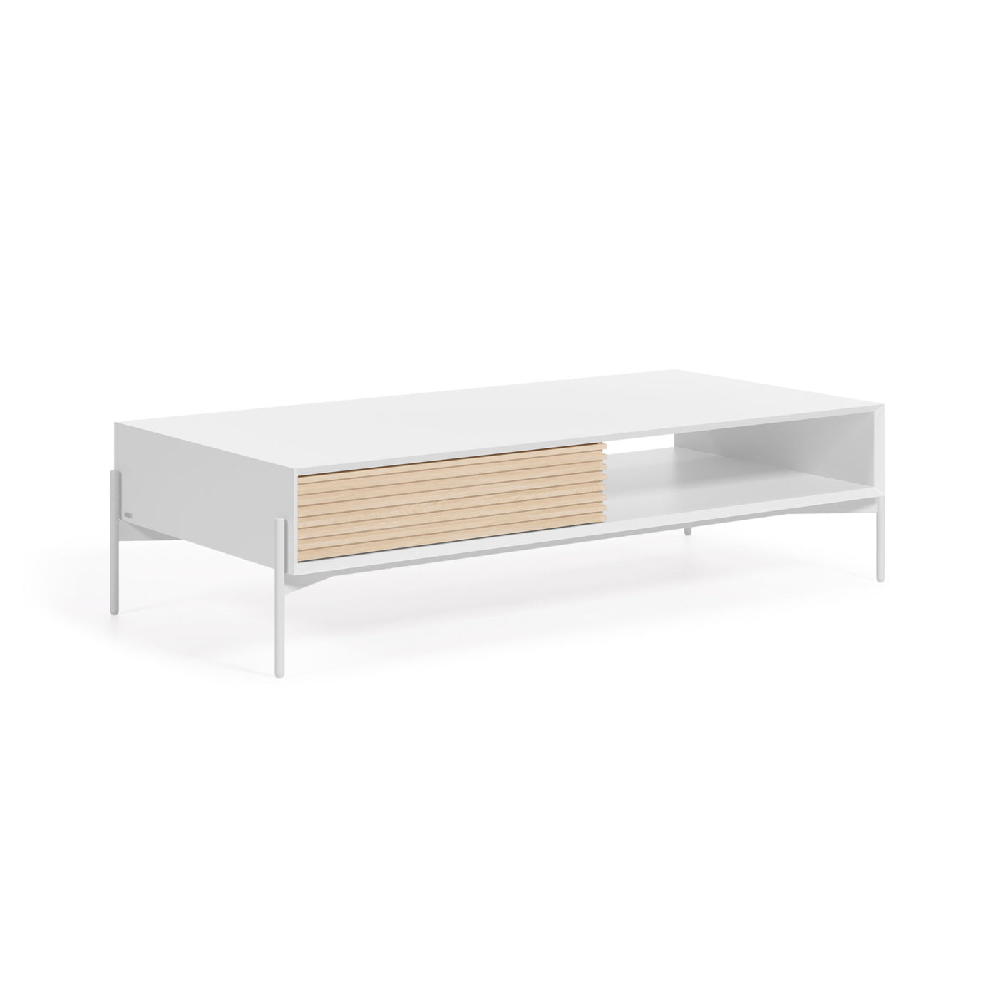 Mesa de centro rectangular lacado blanco de madera