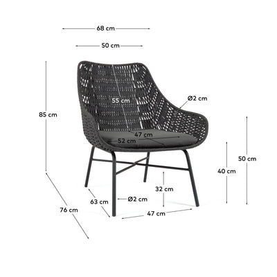 Sillón Cuerda Negro Y Estructura De Acero