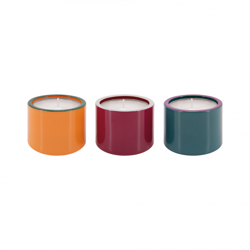 Set de 3 Portavelas Redondos (Colores) De Vidrio