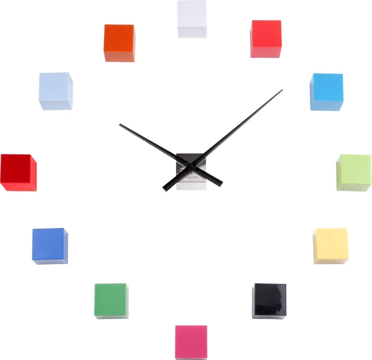 Reloj De Pared Decorativo Cúbico Multicolor De Plástico
