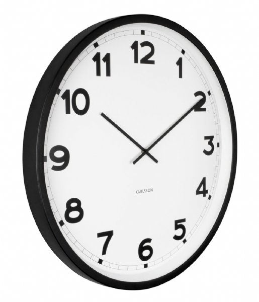 Reloj De Pared (Blanco) Borde Negro De Metal