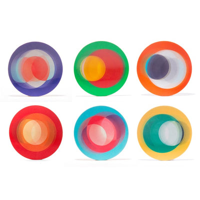 Set de 6 Posavasos Redondos (Multicolores) Base De Corcho De Plástico