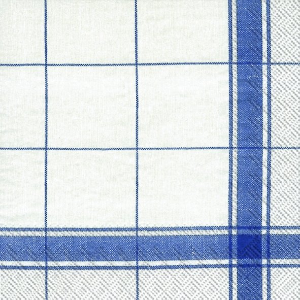 Set De 20 Servilletas (Blanco, Líneas Azules) De Papel