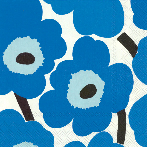 Set De 20 Servilletas (Flores Azules) De Papel
