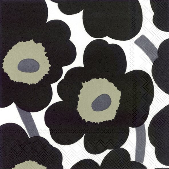 Set De 20 Servilletas (Flores Negras) De Papel
