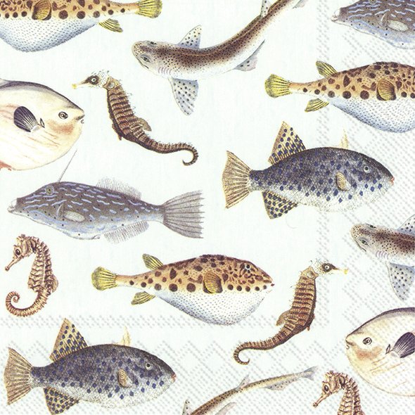 Set De 20 Servilletas (Peces) De Papel