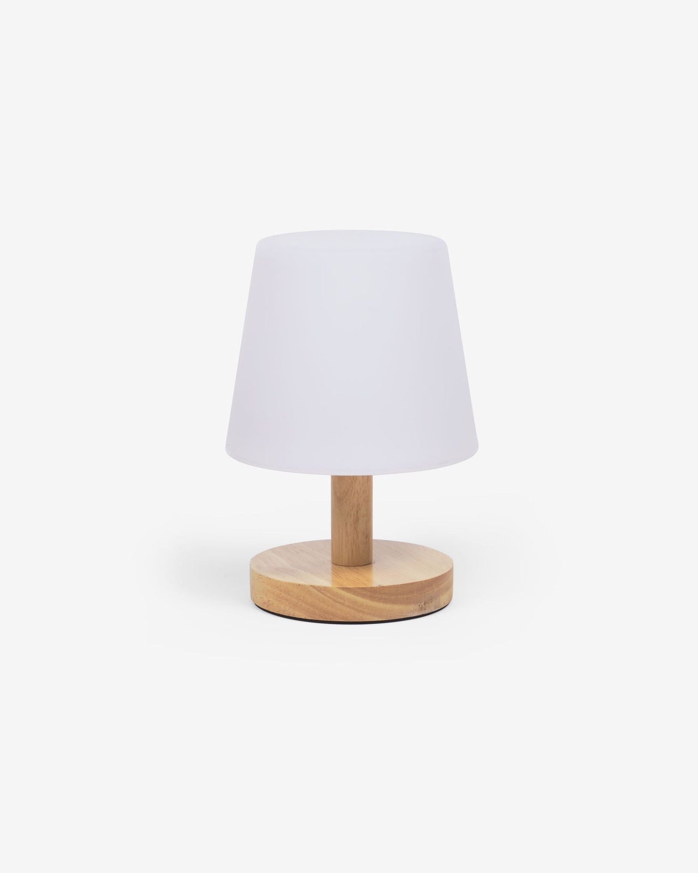 Lámpara de mesa pantalla pvc (blanco) base de madera